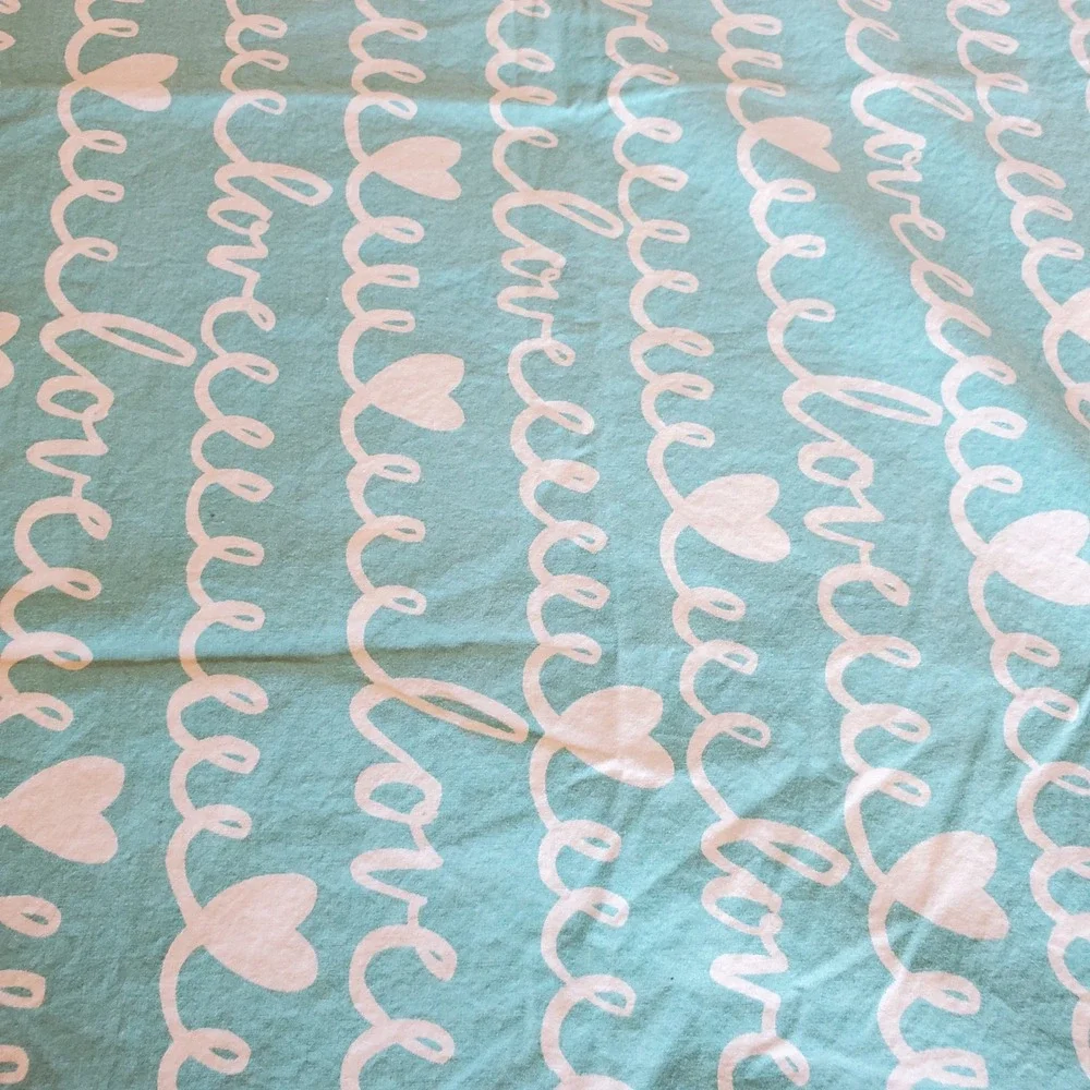 PBteen Love Hearts Pillowcase Set 2 Turquoise Blue White 100% Cotton Standard